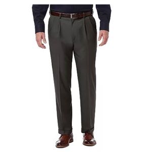 Men’s Haggar Premium Expandable-Waist Classic-Fit Stretch Pleated Pants NWT 36’